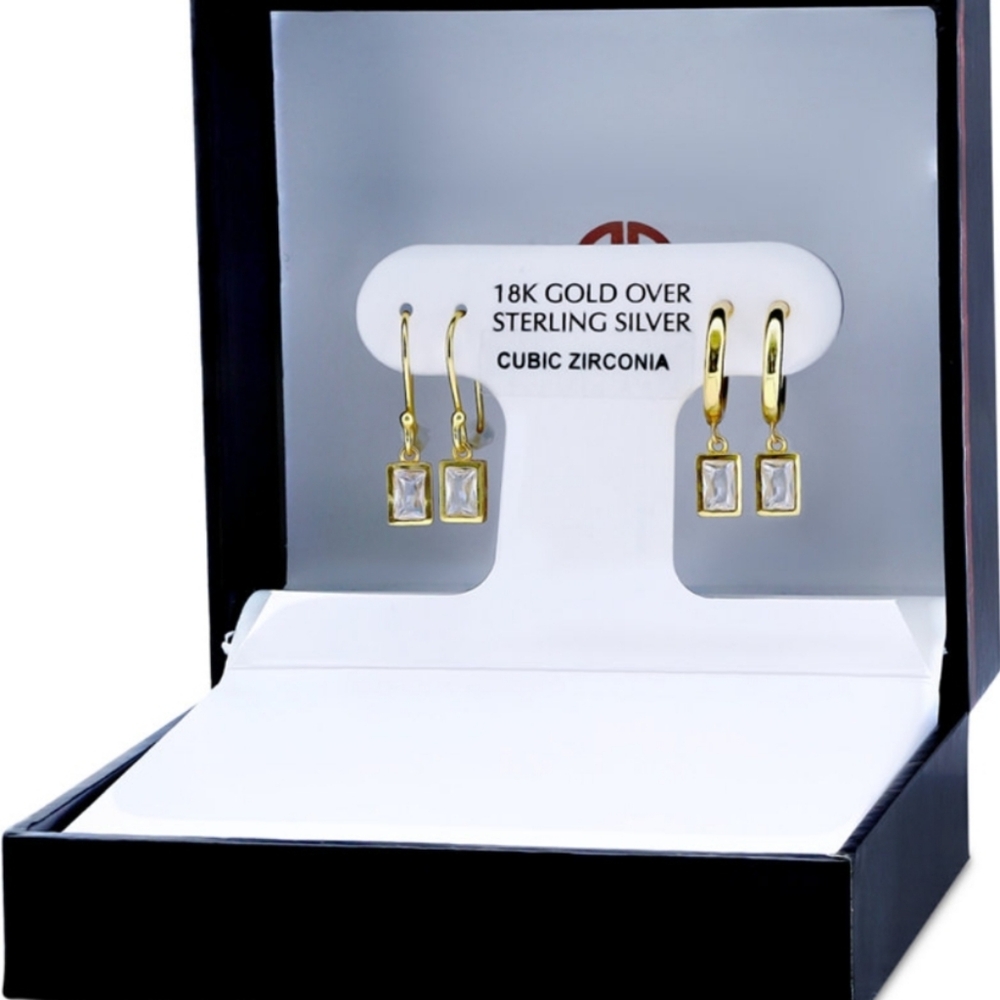 Giani Bernini 18K Gold Plated Sterling Silver Hoop Earrings with Cubic Zirconia